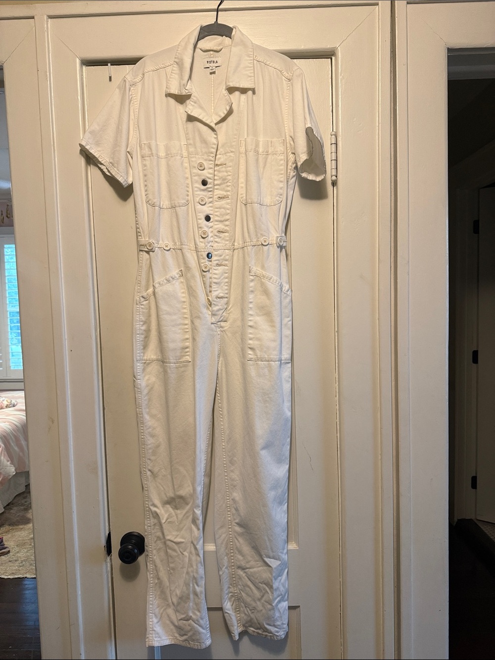 pistola White Short-Sleeve Utility Jumpsuit